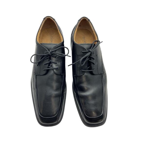 Florsheim Mens 12D Black Leather Dress Shoes Derby Square Toe - Picture 1 of 7